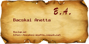 Bacskai Anetta névjegykártya